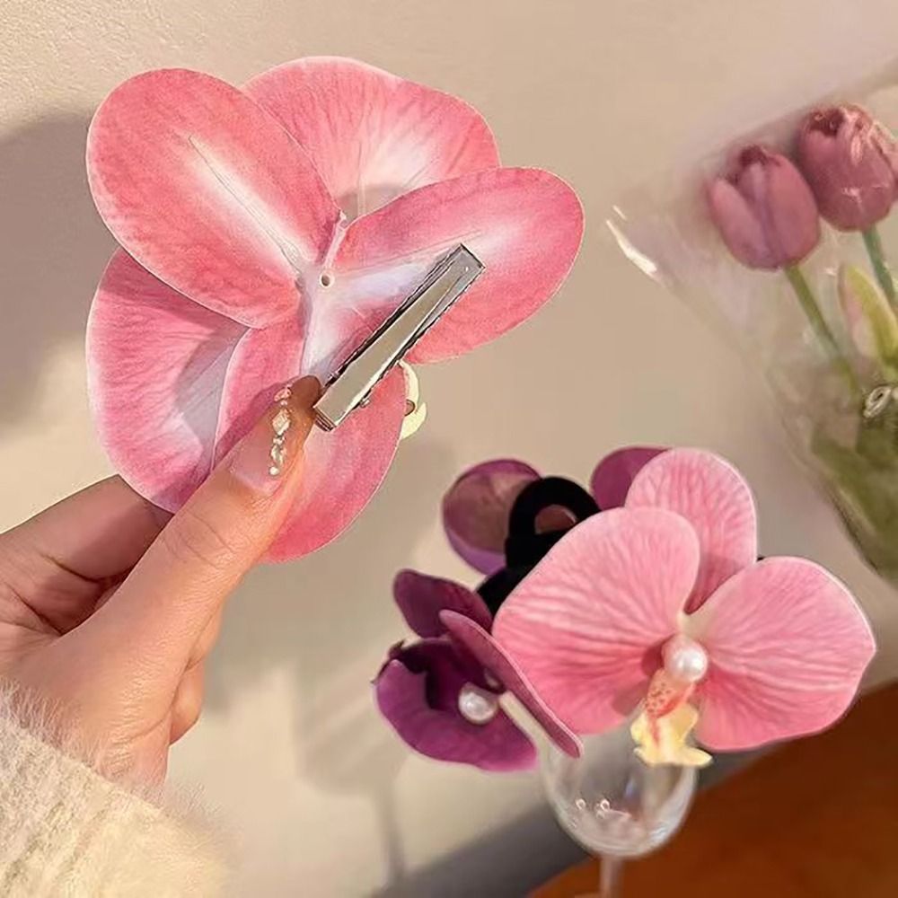1 buah klip rambut bebek anggr - Orchid Phalaenopsis ulasan dan harga